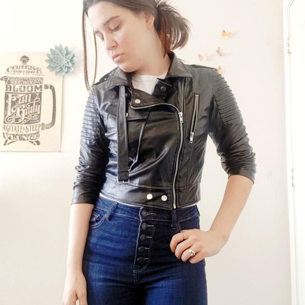 Faux Leather "Babe" Motorcyle Jacket